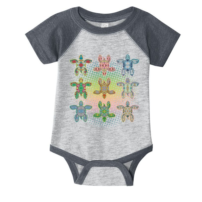 Colorful Tribal Pattern Sea Turtles Infant Baby Jersey Bodysuit