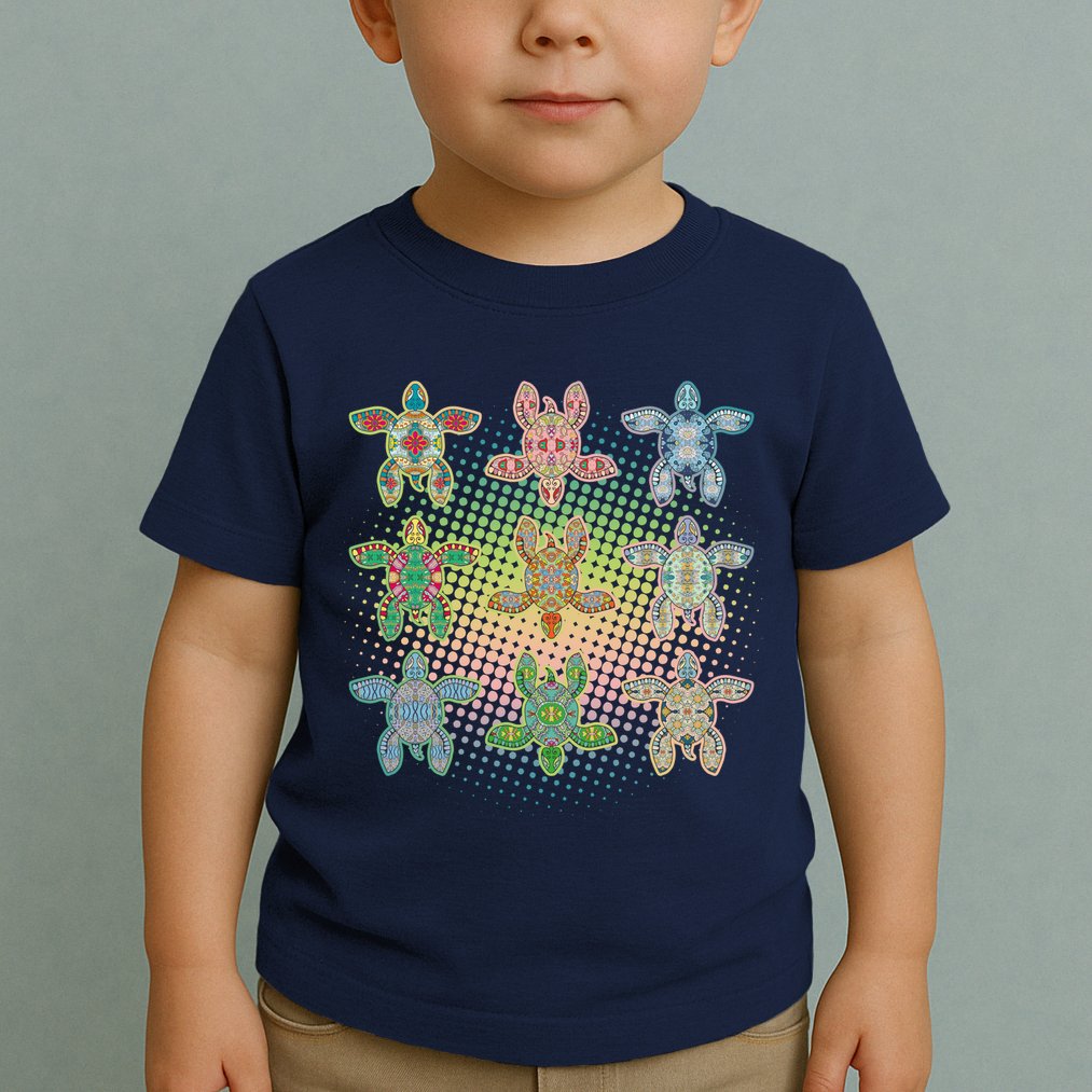 Colorful Tribal Pattern Sea Turtles Toddler T-Shirt