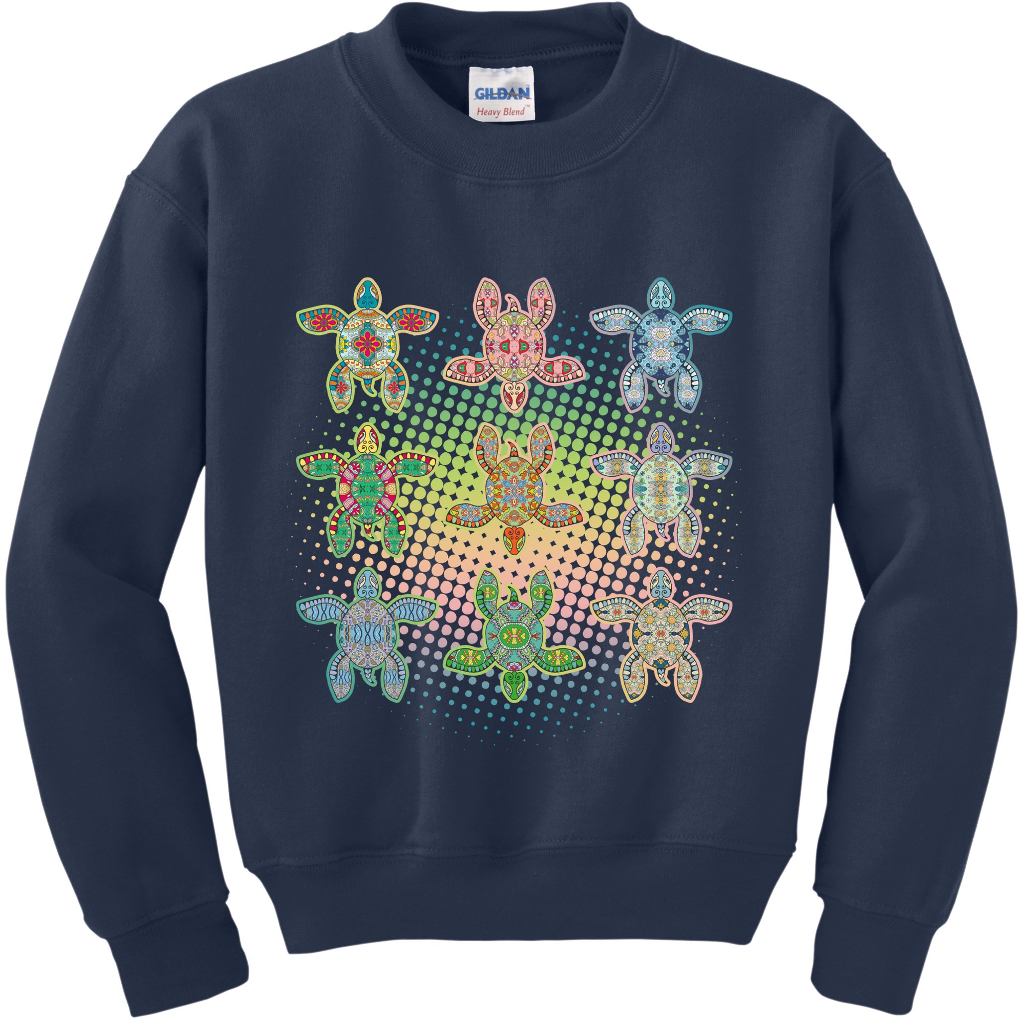 Colorful Tribal Pattern Sea Turtles Kids Sweatshirt