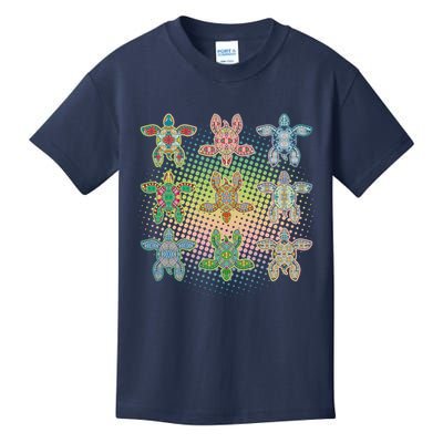 Colorful Tribal Pattern Sea Turtles Kids T-Shirt