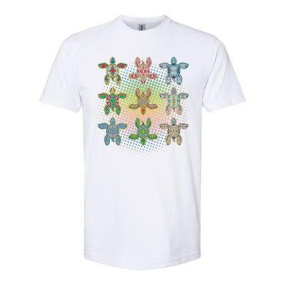 Colorful Tribal Pattern Sea Turtles Softstyle® CVC T-Shirt