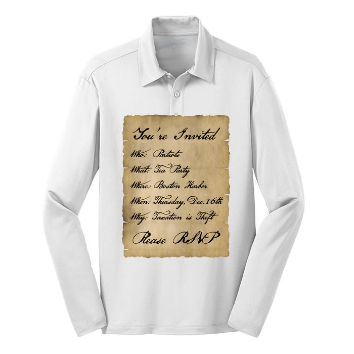 Colonial Tea Party Taxation Is Theft 1776 2A Boston USA Silk Touch Performance Long Sleeve Polo