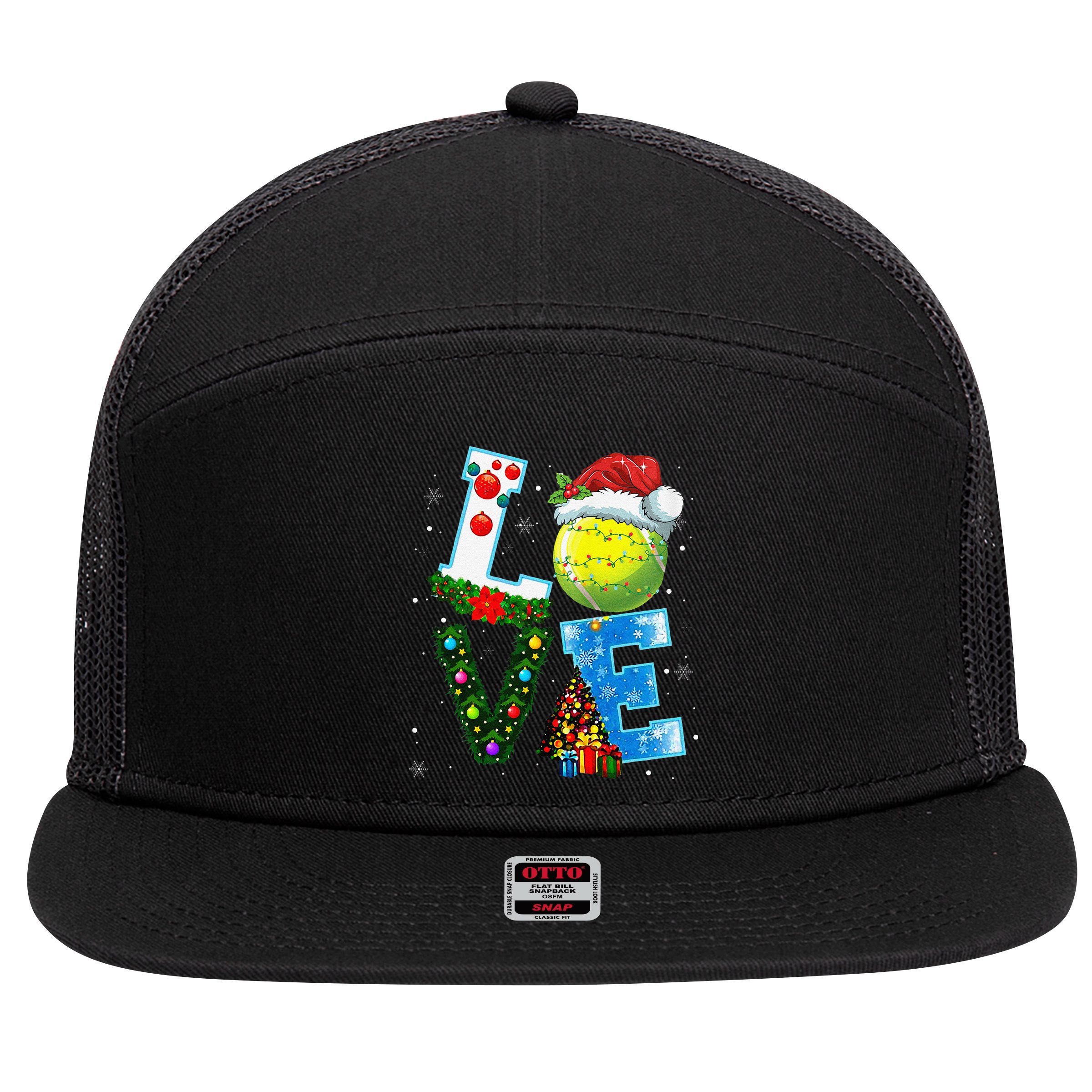 Christmas Tennis Players Lovers Xmas 7 Panel Mesh Trucker Snapback Hat