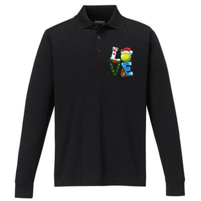 Christmas Tennis Players Lovers Xmas Performance Long Sleeve Polo