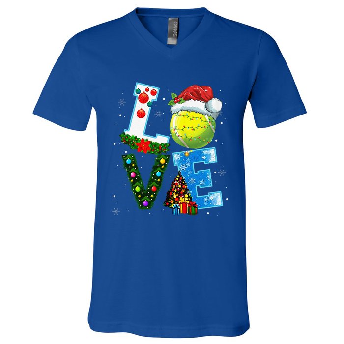 Christmas Tennis Players Lovers Xmas V-Neck T-Shirt