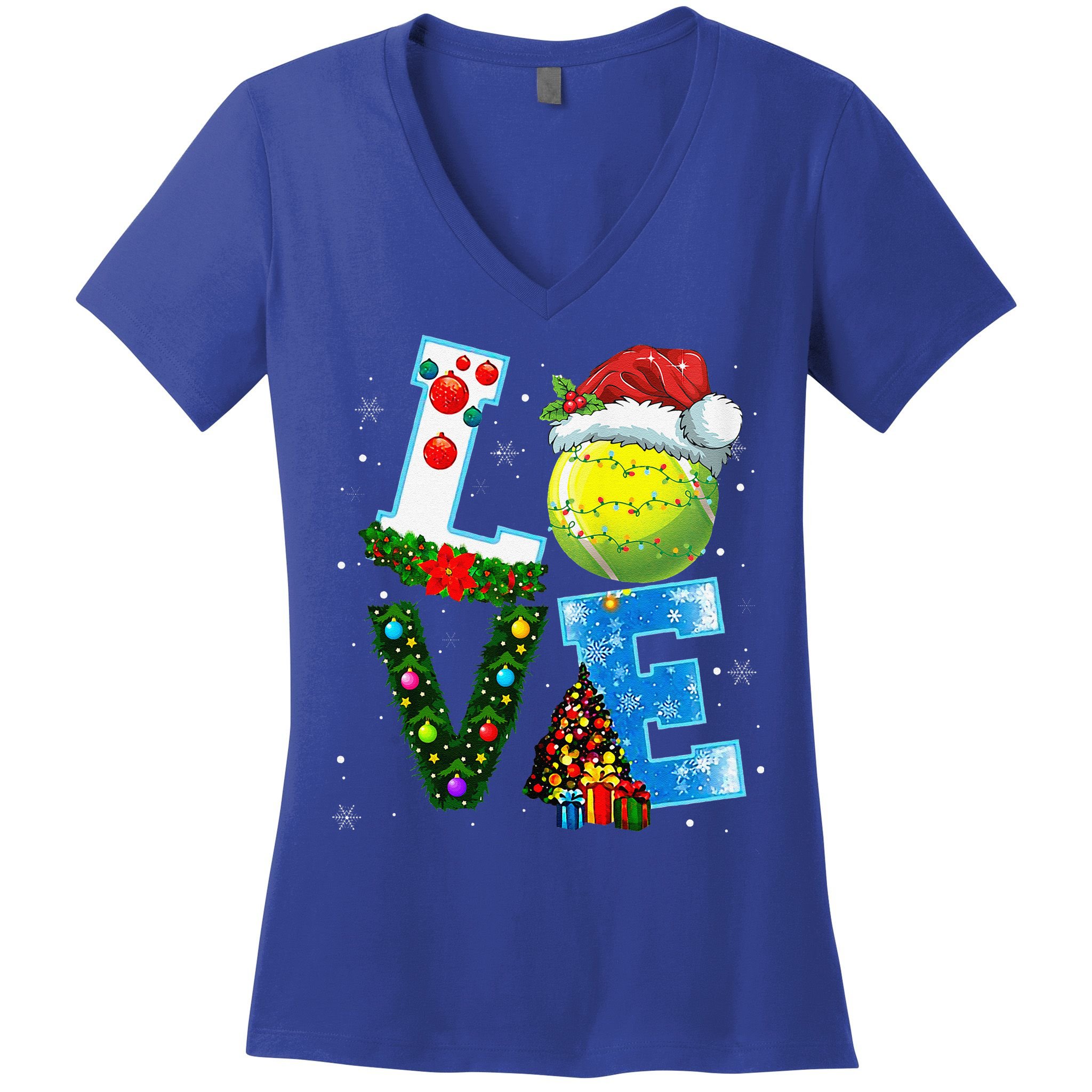 Christmas Tennis Players Lovers Xmas Women's V-Neck T-Shirt