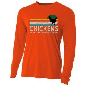 Chickens The Pet That Poops Breakfast Funny Farmers Cooling Performance Long Sleeve Crew