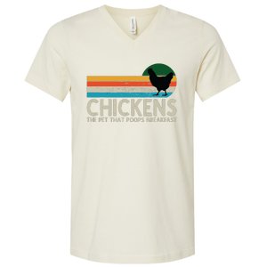 Chickens The Pet That Poops Breakfast Funny Farmers V-Neck T-Shirt