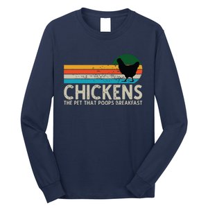 Chickens The Pet That Poops Breakfast Funny Farmers Long Sleeve Shirt