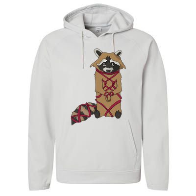 Cute Trash Panda Racoon Shibari Rope Bondage Kawaii Performance Fleece Hoodie