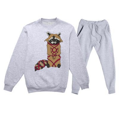 Cute Trash Panda Racoon Shibari Rope Bondage Kawaii Premium Crewneck Sweatsuit Set