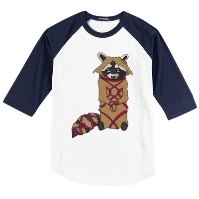 Cute Trash Panda Racoon Shibari Rope Bondage Kawaii Baseball Sleeve Shirt