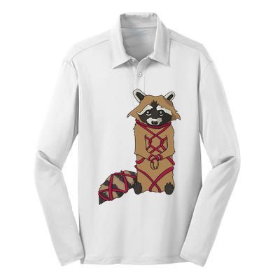 Cute Trash Panda Racoon Shibari Rope Bondage Kawaii Silk Touch Performance Long Sleeve Polo