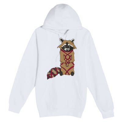 Cute Trash Panda Racoon Shibari Rope Bondage Kawaii Premium Pullover Hoodie