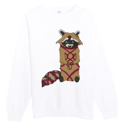 Cute Trash Panda Racoon Shibari Rope Bondage Kawaii Premium Crewneck Sweatshirt