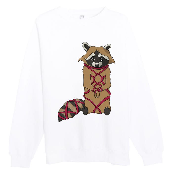 Cute Trash Panda Racoon Shibari Rope Bondage Kawaii Premium Crewneck Sweatshirt