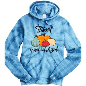 Colorful Thanksgiving Pumpkin Thankful Grateful Blessed Funny Gift Tie Dye Hoodie