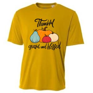 Colorful Thanksgiving Pumpkin Thankful Grateful Blessed Funny Gift Cooling Performance Crew T-Shirt