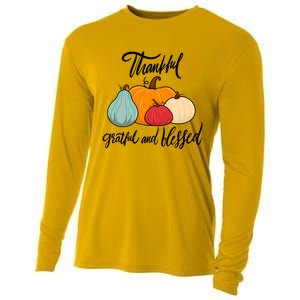 Colorful Thanksgiving Pumpkin Thankful Grateful Blessed Funny Gift Cooling Performance Long Sleeve Crew