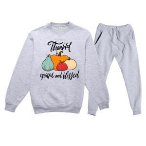 Colorful Thanksgiving Pumpkin Thankful Grateful Blessed Funny Gift Premium Crewneck Sweatsuit Set