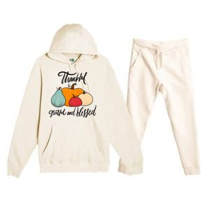 Colorful Thanksgiving Pumpkin Thankful Grateful Blessed Funny Gift Premium Hooded Sweatsuit Set