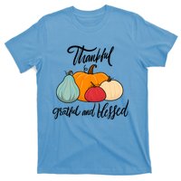 Colorful Thanksgiving Pumpkin Thankful Grateful Blessed Funny Gift T-Shirt