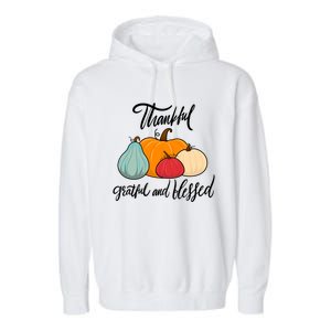 Colorful Thanksgiving Pumpkin Thankful Grateful Blessed Funny Gift Garment-Dyed Fleece Hoodie