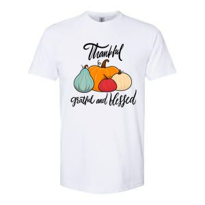 Colorful Thanksgiving Pumpkin Thankful Grateful Blessed Funny Gift Softstyle CVC T-Shirt