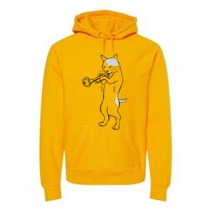 Cat Trumpet Player Straight Mute Wah Wah Funny Trumpet Premium Hoodie