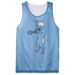 Cat Trumpet Player Straight Mute Wah Wah Funny Trumpet Mesh Reversible Basketball Jersey Tank