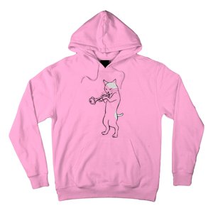 Cat Trumpet Player Straight Mute Wah Wah Funny Trumpet Hoodie