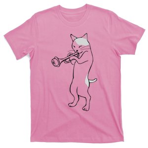 Cat Trumpet Player Straight Mute Wah Wah Funny Trumpet T-Shirt