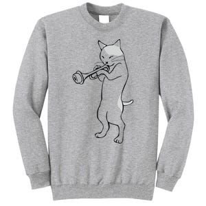 Cat Trumpet Player Straight Mute Wah Wah Funny Trumpet Tall Sweatshirt