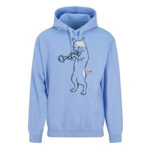 Cat Trumpet Player Straight Mute Wah Wah Funny Trumpet Unisex Surf Hoodie