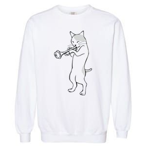 Cat Trumpet Player Straight Mute Wah Wah Funny Trumpet Garment-Dyed Sweatshirt