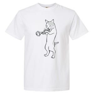 Cat Trumpet Player Straight Mute Wah Wah Funny Trumpet Garment-Dyed Heavyweight T-Shirt