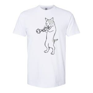 Cat Trumpet Player Straight Mute Wah Wah Funny Trumpet Softstyle CVC T-Shirt