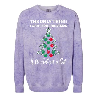 Christmas Tree Paw Adopt A Cat Pet Adoption Rescue Quote Gift Colorblast Crewneck Sweatshirt