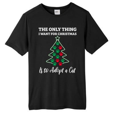 Christmas Tree Paw Adopt A Cat Pet Adoption Rescue Quote Gift Tall Fusion ChromaSoft Performance T-Shirt