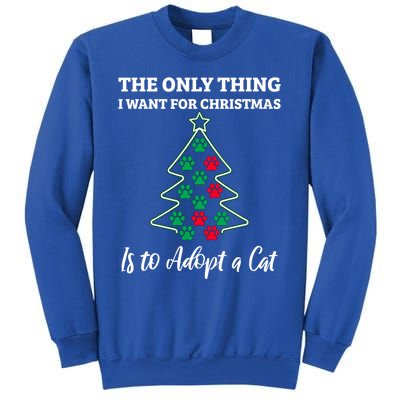 Christmas Tree Paw Adopt A Cat Pet Adoption Rescue Quote Gift Sweatshirt