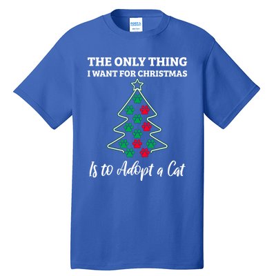 Christmas Tree Paw Adopt A Cat Pet Adoption Rescue Quote Gift Tall T-Shirt