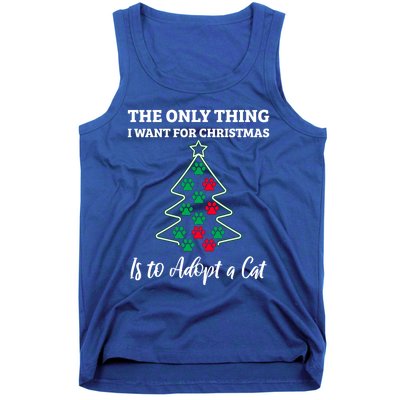 Christmas Tree Paw Adopt A Cat Pet Adoption Rescue Quote Gift Tank Top