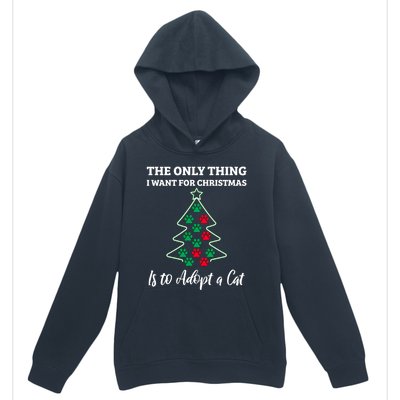 Christmas Tree Paw Adopt A Cat Pet Adoption Rescue Quote Gift Urban Pullover Hoodie