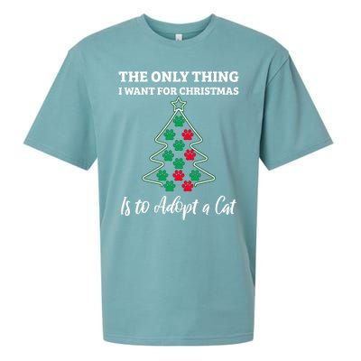 Christmas Tree Paw Adopt A Cat Pet Adoption Rescue Quote Gift Sueded Cloud Jersey T-Shirt