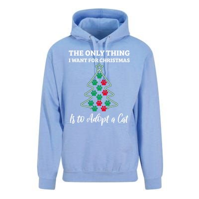 Christmas Tree Paw Adopt A Cat Pet Adoption Rescue Quote Gift Unisex Surf Hoodie