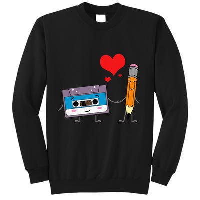 Cassette Tape Pencil Retro Vintage 70's 80's 90's Music Sweatshirt
