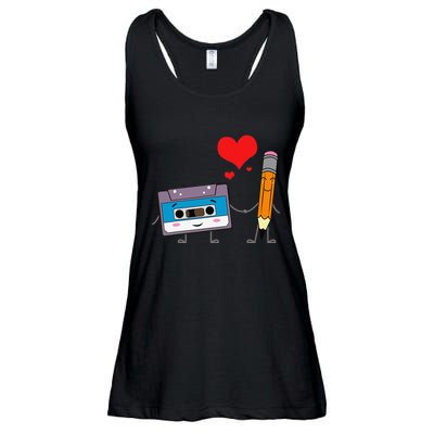 Cassette Tape Pencil Retro Vintage 70's 80's 90's Music Ladies Essential Flowy Tank