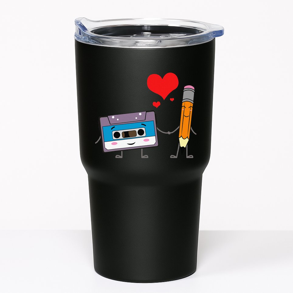 Cassette Tape Pencil Retro Vintage 70's 80's 90's Music Tumbler