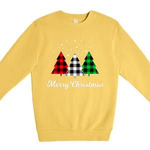 Christmas Tree Plaid Christmas Tree Merry Christmas Tree Premium Crewneck Sweatshirt