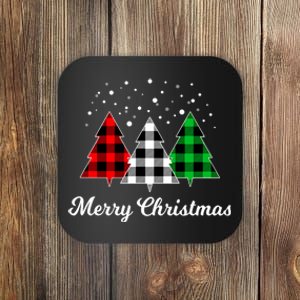 Christmas Tree Plaid Christmas Tree Merry Christmas Tree Coaster